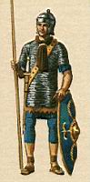 Rome, Soldat, Legionnaire portant la cotte de mailles et le foulard, avec le pantalon emprunte aux gaulois
